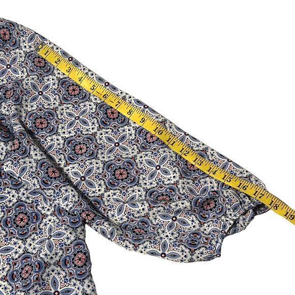 JONES NEW YORK Signature Woman Top 1X Boho Blouse Printed Peasant Popover - Picture 4 of 7